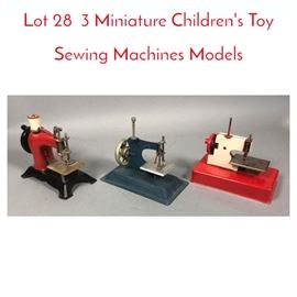 Lot 28 3 Miniature Childrens Toy Sewing Machines Models