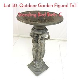 Lot 30 Outdoor Garden Figural Tall Standing Bird Bath. C
