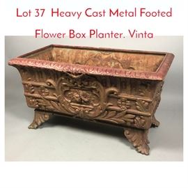 Lot 37 Heavy Cast Metal Footed Flower Box Planter. Vinta