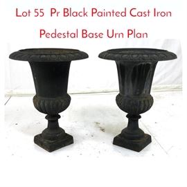 Lot 55 Pr Black Painted Cast Iron Pedestal Base Urn Plan
