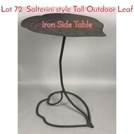Lot 72 Salterini style Tall Outdoor Leaf Iron Side Table