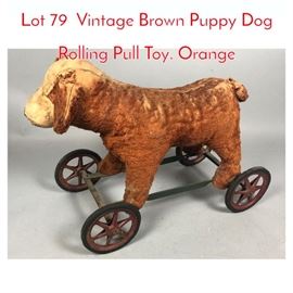 Lot 79 Vintage Brown Puppy Dog Rolling Pull Toy. Orange 
