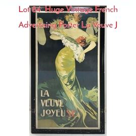 Lot 84 Huge Vintage French Advertising Poster La Veuve J