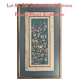 Lot 85 Silk Embroidered Chinese Figural Panel. Embroider