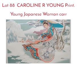 Lot 88 CAROLINE R YOUNG Print. Young Japanese Woman carr