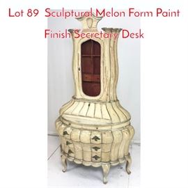 Lot 89 Sculptural Melon Form Paint Finish Secretary Desk