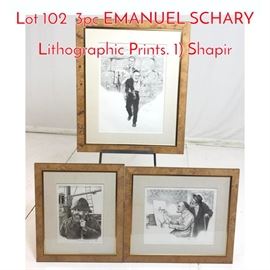 Lot 102 3pc EMANUEL SCHARY Lithographic Prints. 1 Shapir