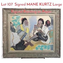 Lot 107 Signed MANE KURTZ Large Figural Painting on Paper