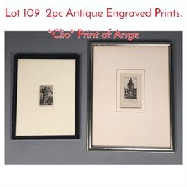 Lot 109 2pc Antique Engraved Prints