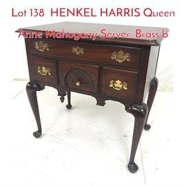 Lot 138 HENKEL HARRIS Queen Anne Mahogany Server. Brass b