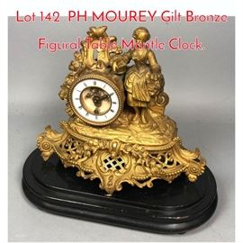 Lot 142 PH MOUREY Gilt Bronze Figural Table Mantle Clock.