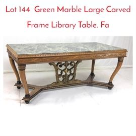 Lot 144 Green Marble Large Carved Frame Library Table. Fa