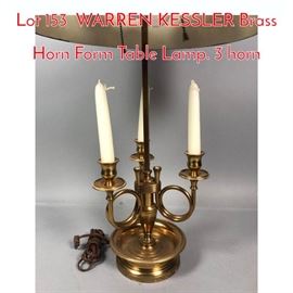 Lot 153 WARREN KESSLER Brass Horn Form Table Lamp. 3 horn