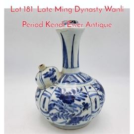 Lot 181 Late Ming Dynasty Wanli Period Kendi Ewer Antique