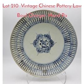 Lot 210 Vintage Chinese Pottery Low Bowl Charger. Hand Pa