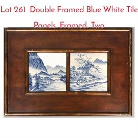 Lot 261 Double Framed Blue White Tile Panels. Framed. Two