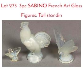 Lot 273 3pc SABINO French Art Glass Figures. Tall standin