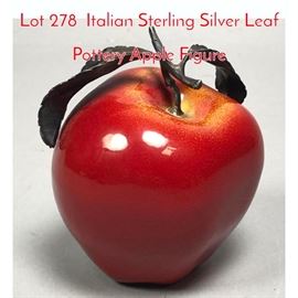 Lot 278 Italian Sterling Silver Leaf Pottery Apple Figure