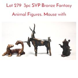 Lot 279 3pc SVP Bronze Fantasy Animal Figures. Mouse with