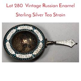 Lot 280 Vintage Russian Enamel Sterling Silver Tea Strain
