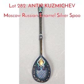 Lot 282 ANTIP KUZMICHEV Moscow Russian Enamel Silver Spoo