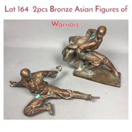 Lot 164 2pcs Bronze Asian Figures of Warriors. 