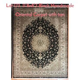 Lot 173 118x87 Black Handmade Oriental Carpet with tan 