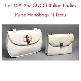 Lot 309 2pc GUCCI Italian Ladies Purse Handbags. 1 Textu