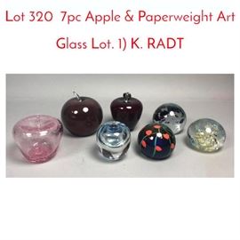 Lot 320 7pc Apple  Paperweight Art Glass Lot. 1 K. RADT