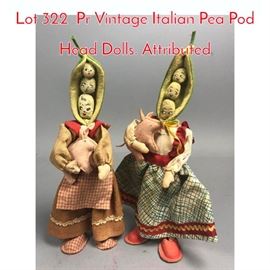 Lot 322 Pr Vintage Italian Pea Pod Head Dolls. Attributed