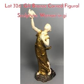 Lot 326 Gilt Bronze Carved Figural Sculpture. Woman in gi