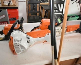 STIHL WEED WHIP & 2 CHAIN SAWS