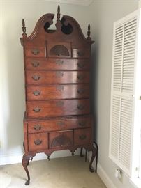 Antique highboy (chest on chest, 11 drawers)