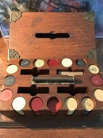 Antique poker set (lid off)