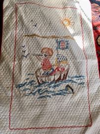 Handmade needlework child’s blanket