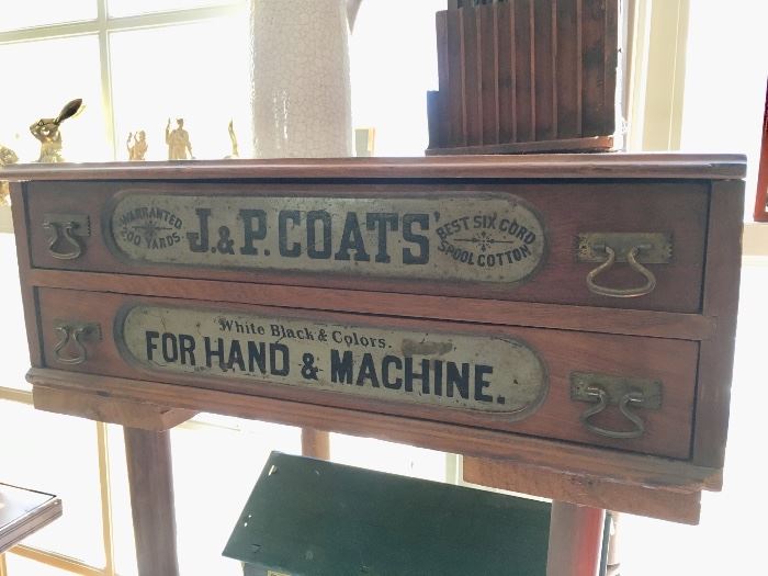 Antique spool cabinet (legs added to make a small table)