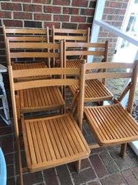 Set of 6 folding wood chairs