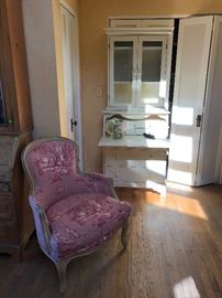 French Bergere style chair and drop leaf desk