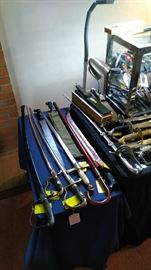 More swords, walking cane sword, machetes, bayonets
