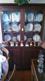 Wonderful vintage step back china hutch, China (Bouquet) set, porcelain bird collection.