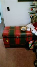 Large red and green storage trunk