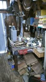 More wood working tools and wood pieces.