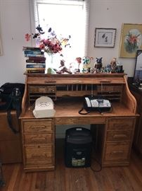 WOODEN ROLL-TOP DESK