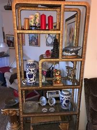WICKER SHELF AND HOME DECORATIONS
