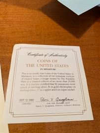 USA FRANKLIN MINT MINIATURE COINS IN ORIGINAL DISPLAY CASES