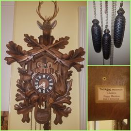 Black Forest Germany cuckoo clock. 8-day. Thorens movement, 2 songs. 