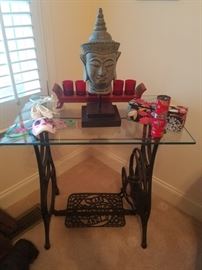 Sears & Roebuck sewing machine base table & other décor 