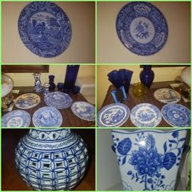 Blue & white collection of vases, serving pieces, and décor 