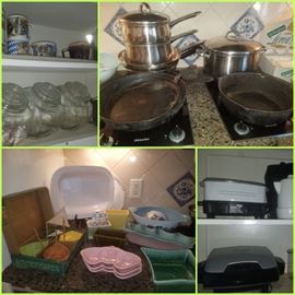 Cast iron, stainless cookware, pottery including Brush, Hull, McCoy, Hagar, & more.