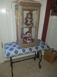 Italian Vitrine gold leaf marble display cabinet